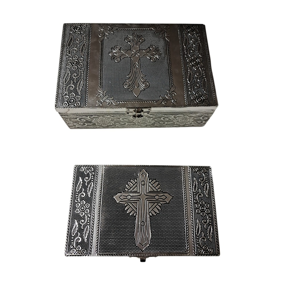 Jewelry Or Trinket Box. Set of 2 with Puple Linning Made In India New In Box